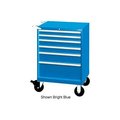 Lista International Lista 28-1/4"W Mobile Cabinet, 6 Drawers, 58 Compart - Classic Blue, Keyed Alike XSST0750-0602MCBKA
